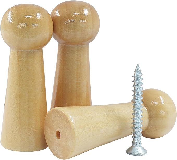 10Pcs Wooden Screw Hooks, Solid Wooden Wall Hooks Screw-On Coat Hooks, DIY Wood Coat Hooks for Hanging Jacket/Towel/Mug/Clothes Crafts(Style-2,Log Color)