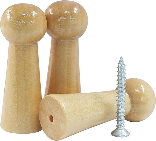 10Pcs Wooden Screw Hooks, Solid Wooden Wall Hooks Screw-On Coat Hooks, DIY Wood Coat Hooks for Hanging Jacket/Towel/Mug/Clothes Crafts(Style-2,Log Color)