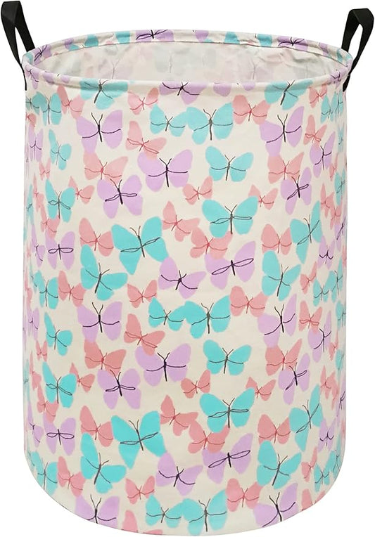 Storage Bins Toys Box Kids Baby Hamper Waterproof Laundry Basket Canvas Collapsible Gift Organizer Bin for Home/Dorm/Kitchen/Pet/Office/Closet/Shelf/Gift Baskets(Butterfly)