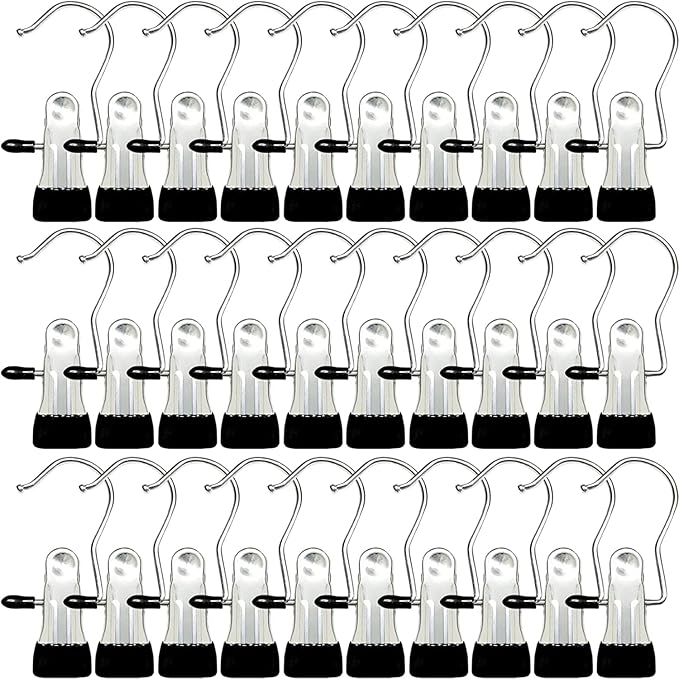 Boot Hangers for Closet, 50 Pack Hanging Clips Hook Clothes Pins for Laundry, Hanger Clips Towel Clips Boot Organizer for Home and Travel, Clothespins Clip Hangers for Pants Hats Socks Gloves