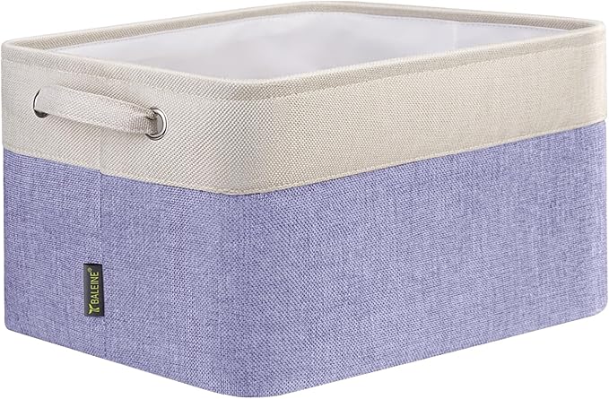 BALEINE 1 Pack Fabric Closet Storage Bins for Shelves, Linen Closet Organizers and Storage, Decorative Baskets for Organizing, Shelf, Clothes, Home, Office (Lavender, 12"x8"x8")