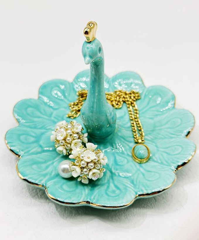 Peacock Hand Ring Holder for Jewelry Unicorn Jewelry Organizer Ceramic Rings Dish Earrings Bedroom Decor Engagement Ring Holder Plate for Women