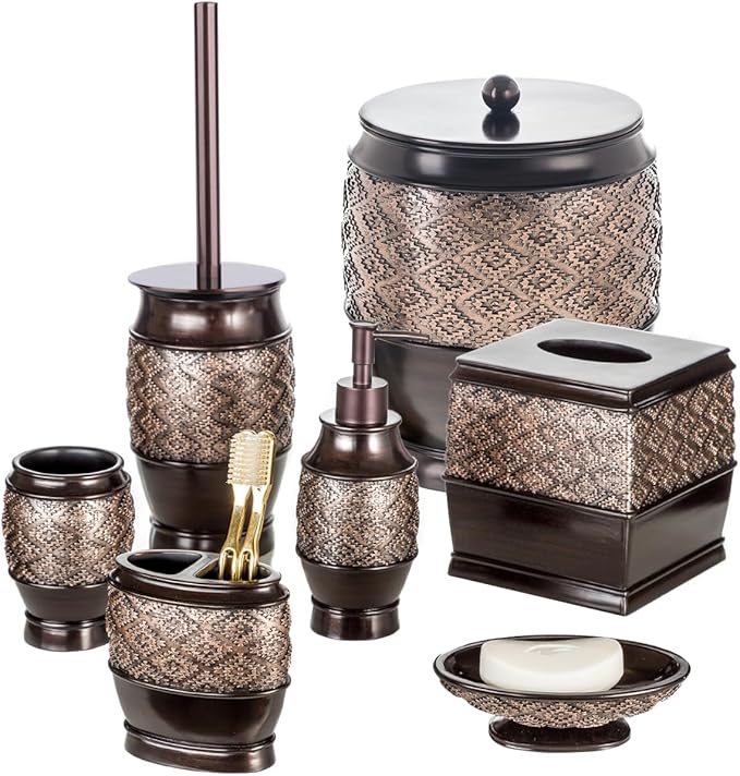 Creative Scents Dublin Brown Countertop Toothbrush Holders for Bathrooms - Decorative Tooth Brush Holder for Bathroom - Toothbrush Organizer for Regular or Electric Toothbrushes and Toothpaste