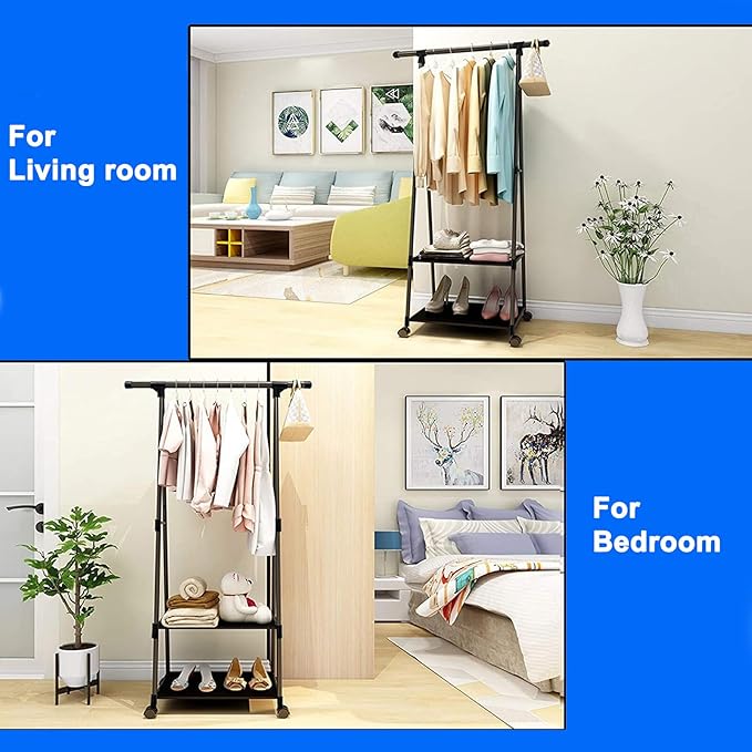 1pc Multi-Functional Metal Garment Rack With Wheels, Freestanding Triangle Storage Organizer For Clothes And Coats, Mobile Multi-Tier Shelf For Home, Kitchen, Wardrobe Organization, Portable Closets