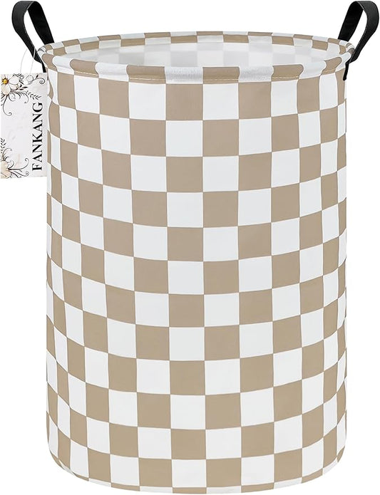 FANKANG Storage Basket, Nursery Hamper Canvas Laundry Basket Foldable with Waterproof PE Coating Large Storage Baskets for Kids Boys and Girls, Office, Bedroom, Clothes,Toys(Beige flag)