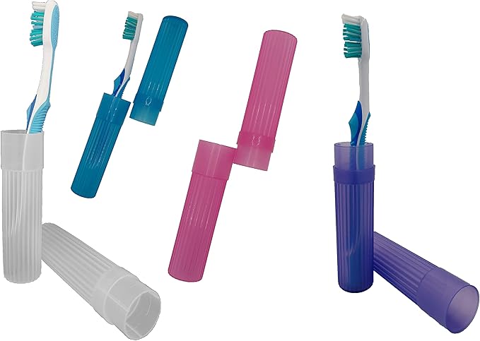 Toothbrush Holder (Blue,Pink,White,Purple) Made in USA, with Ventilation Holes, for Toothbrush Covers, Toothbrush Holder, Toothbrush Soft, Durable Design, Hygienic Bathroom Accessory