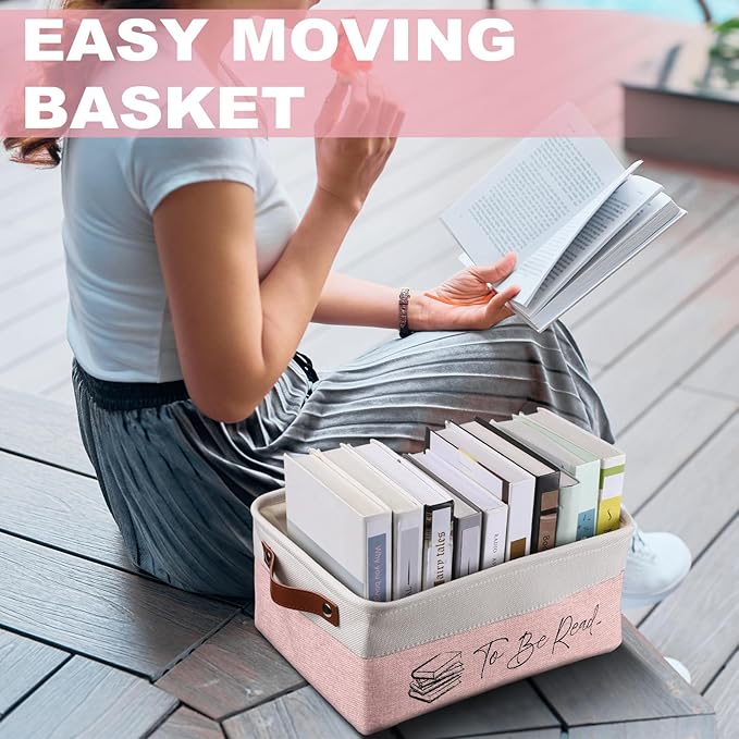 Marsui Book Lover Gifts TBR Book Storage Basket to Be Read List Storage Bin Bookish Accessories Bookworm Gift for Club Members Student Teacher Reading Accessories