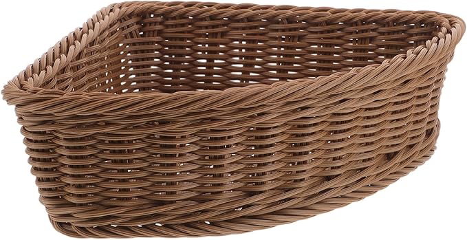 SUPVOX Triangular Corner Storage Basket, Small Woven Organizer Bin for Cosmetics and Snacks, 24.5cm Radius Fan-shaped Basket for Wardrobe, Kitchen, Bathroom, Nursery Storage