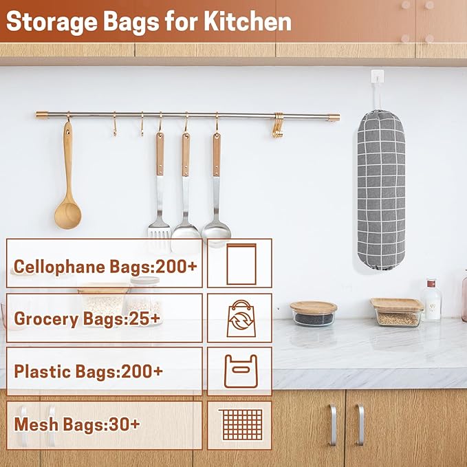 SWISSELITE 1Pcs Plastic Bag Holder, Reusable Plastic Bag Organizer Wall Mount, Large Grocery Bag Storage Dispenser, 22x9 IN