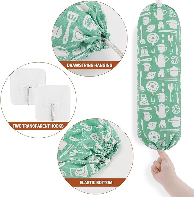 SWISSELITE 2Pcs Plastic Bag Holder, Reusable Plastic Bag Organizer Wall Mount, Large Grocery Bag Storage Dispenser, 22x9 IN