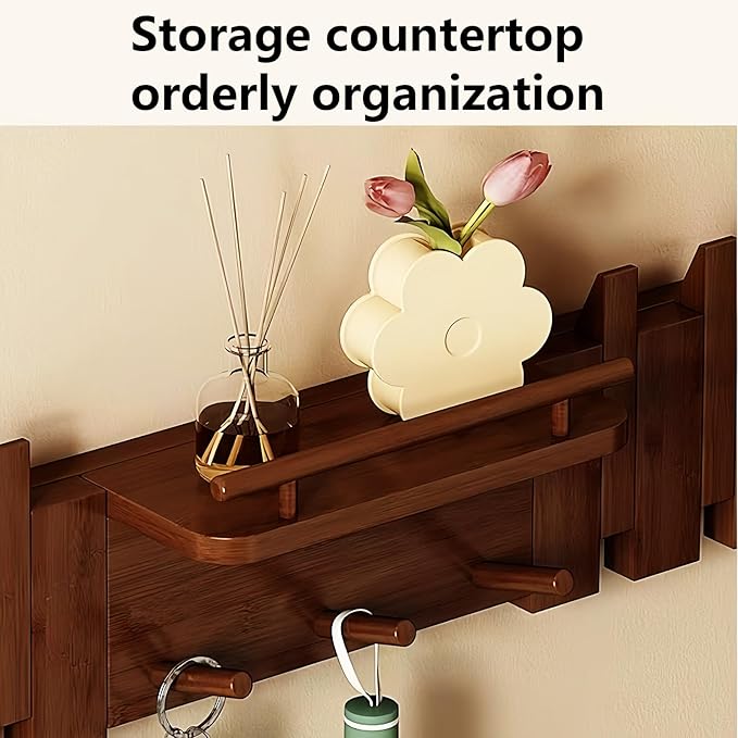 Wall Mounted Coat RackHooks Piano Key Hangers Natural Solid Wood Hanger Non-Woven Fabric Clothes Hangers for Closet, Kitchen, Bedroom, Bathroom, Entryway (Innovate-Walnut, 8 Hooks)