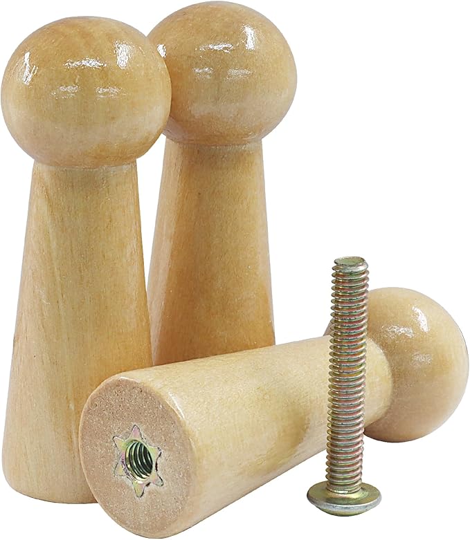 10Pcs Wooden Screw-On Hooks, Solid Wooden Wall Hooks Screw-On Coat Hooks, DIY Wood Coat Hooks for Hanging Jacket/Towel/Mug/Clothes Crafts(Style-3,Log Color)