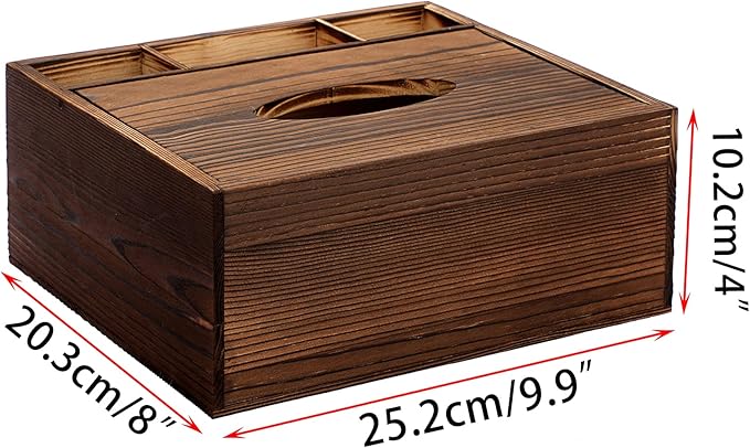 Sumnacon Wood Rectangular Tissue Box Cover - Multifunctional Tissue Holder with Stationery Remote Control Box, Decorative Tissue Pen Remote Organizer for Desktop Livingroom Bedroom Home Office, Yellow