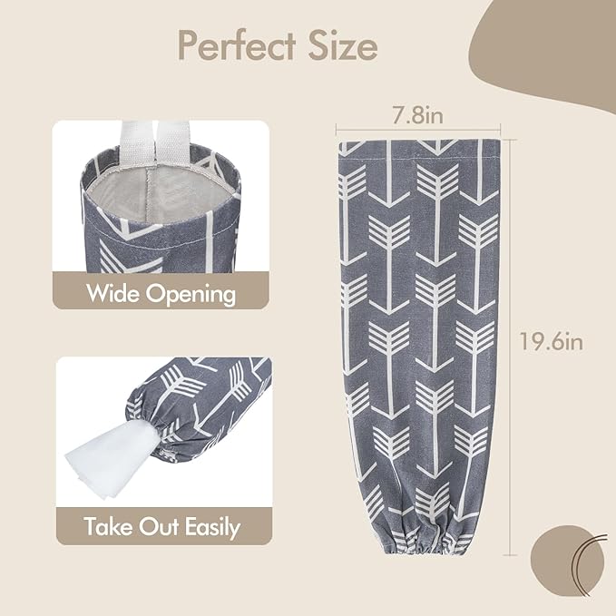 TOGETRUE Plastic Bag Holder, Washable Grocery Bag Holder Organizer, Large Wall Mount Trash Storage Dispenser for Home, Kitchen, Travelling (Grey)