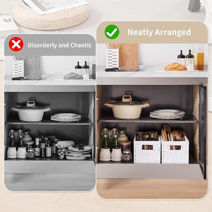 OIAHOMY Wicker Baskets, Paper Rope Storage Baskets for Organizing with Built-in Handles, 2 Packs-White