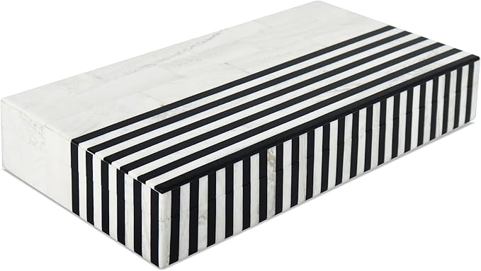 Handicrafts Home Large Decorative Storage Box 12x6– Coffee Table Organizer Box, Modern Home Décor Accent, Keepsake Memory Box, Jewelry Storage Box, Boho Decorative Box with Lid for Shelf, Mantle Decor