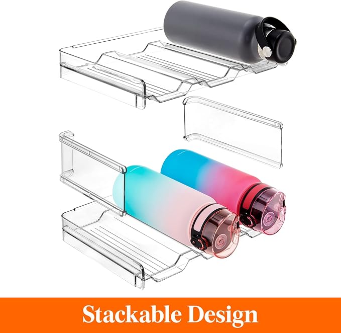 Lifewit 4 Tier Stackable Water Bottle Organizer for Cabinet, Plastic Bottle Holder Fits 12 Bottles/Tumblers up to 3.8" Diameter for Pantry/Countertop/Cupboard, 28 x 19 x 34 cm/11 Ã 7.5 Ã 13.4"