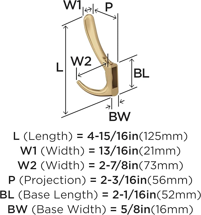 Amerock HBX37013CZ | Finesse Triple Prong Decorative Wall Hook | Champagne Bronze Hook for Coats, Hats, Backpacks, Bags | Hooks for Bathroom, Bedroom, Closet, Entryway, Laundry Room, Office