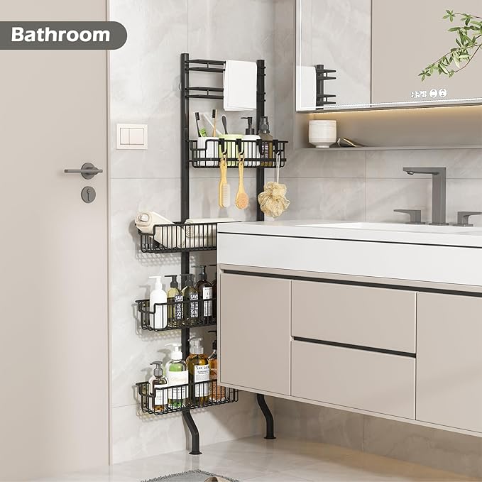 bukfen 6-Tier Slim Corner Shelf,Spice Rack Next to Fridge Slim,Narrow Storage Cabinet Organizer for Kitchen,Bathroom