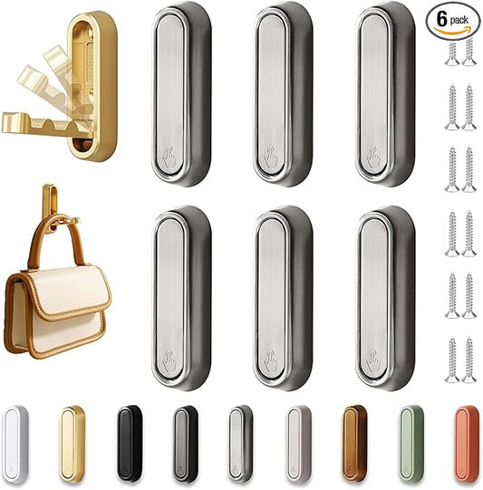 6PCS Folding Wall Hooks, Foldable Coat Hooks Heavy Duty Foldable Hook Bathroom Towel Hooks Robe Hooks Wall Mounted for Bathroom, Closet, Entryway, Pool, and Kitchen (Round-Silver)