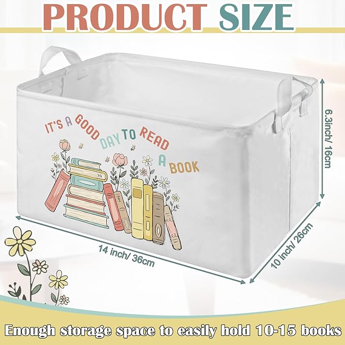 Marsui Book Lover Gifts It's a Good Day to Read Book Storage Basket to Be Read List Storage Bin Bookish Accessories Bookworm Gift for Club Members Student Teacher Reading Accessories