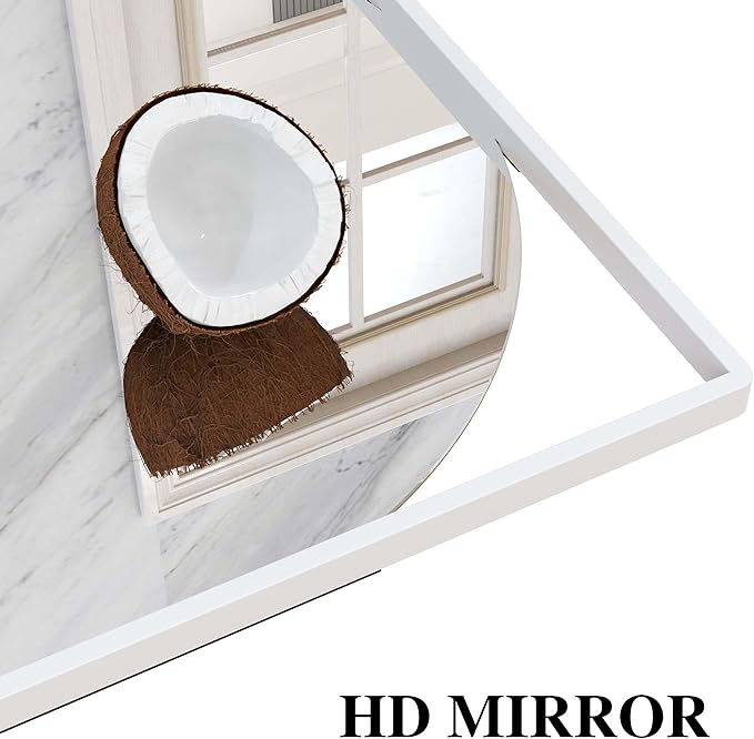 WONSTART 21" X 28" Wall Mirror with Shelf and Hooks,Entryway Mirror with Hooks, Metal Framed Bathroom Mirror with Shelf for Bathroom, Bedroom, Living Room (White, 21 x 28)