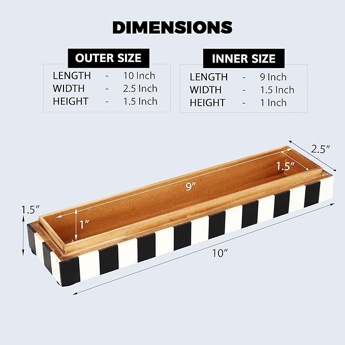 Handicrafts Home Decorative Storage Box with Lid – Black and White Remote Control Box, Slim Coffee Table Storage Box, Decorative Box for Shelf, Desk & Living Room Decor – Puzzle Check 10 x 2.5 x 1.5