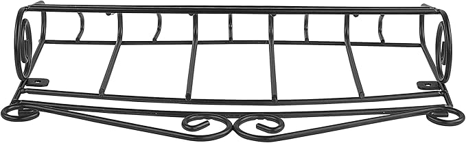Spectrum Scroll Wall-Mounted Mail Organizer With Key Hooks, Wall Mount Entryway Organizer for Mail & Keys, Wall Letter Holder for Home & Office Organization, Black