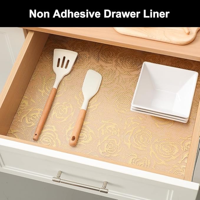 Cooyes Shelf Liner – Premium Non-Adhesive Cabinet & Drawer Liner for Kitchen – Waterproof Shelf Paper with Modern Pattern – Durable EVA Cabinet Mat – Easy to Cut （17.5" W x 120" L）