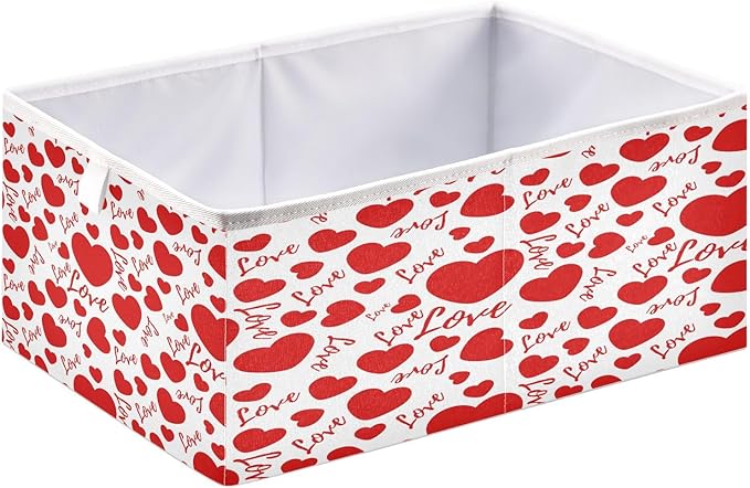 Bolaz Valentines Hearts and Love Closet Organizers Storage Cubes Storage Bins Shelf Baskets Containers for Home Room Office,Rectangle
