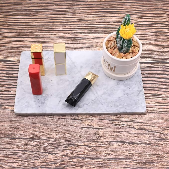 Rectangular Marble Vanity Tray for Counter, Bathroom, Dresser, Nightstand or Desk, 10-1/4" x 6-1/4"