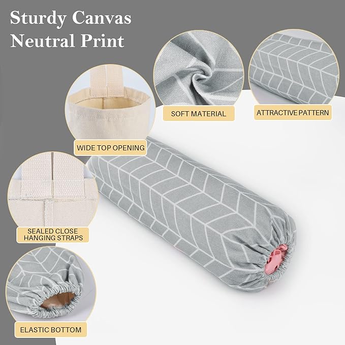 Plastic Bag Holder, Canvas Grocery Bag Holder Dispenser, Wall Mount Shopping Trash Bag Storage Organizer for Home Kitchen