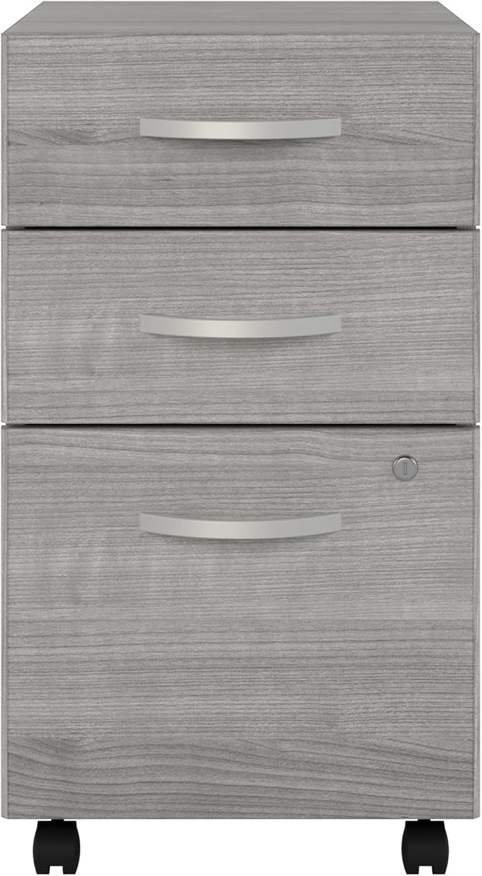 Bush Business Furniture Echo 3 Drawer Mobile File Cabinet in Gray Sand, Portable Document Storage Solution for Home and Professional Office