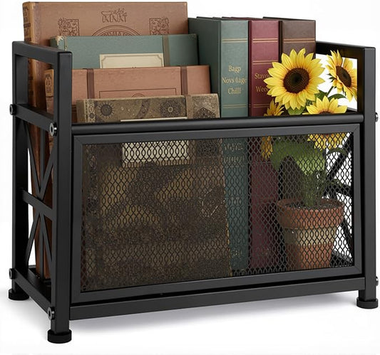 Magazine Rack & Holder – Multi-Purpose Storage Organizer for Magazines, Books, Newspapers, Mail, Tablets | Sturdy Black Basket for Home, Office, Bathroom | Sleek Design & Easy Assembly