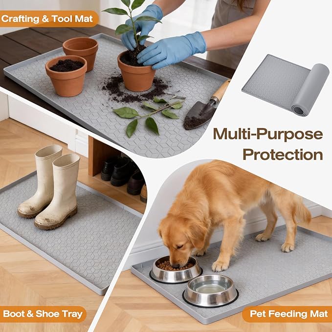 TRZZ Silicone Waterproof Under Sink Mat 28" x 22", Drip Tray and Cabinet Liner for Kitchen and Bathroom, Prevents Water Damage and Organizes Cabinets (Mint Green)