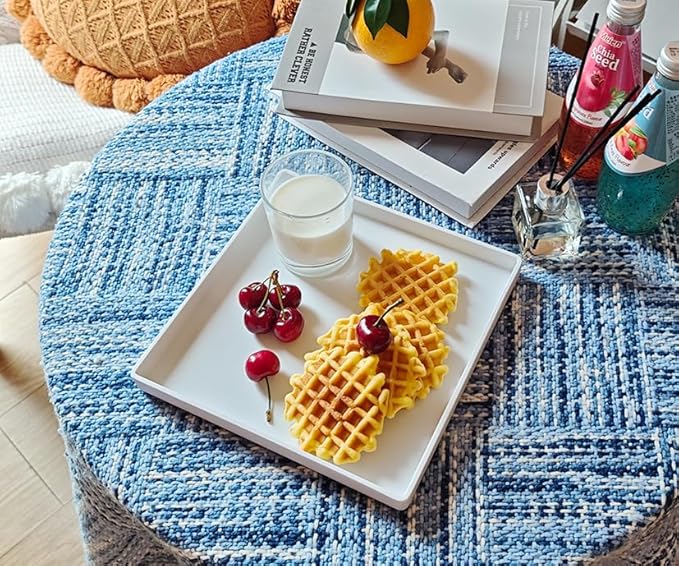 Small Square Serving Tray (9 inch), Durable White Tray for Desserts & Organization, Lightweight for Coffee, Drinks, Party, Seasoning, Perfume and Display.