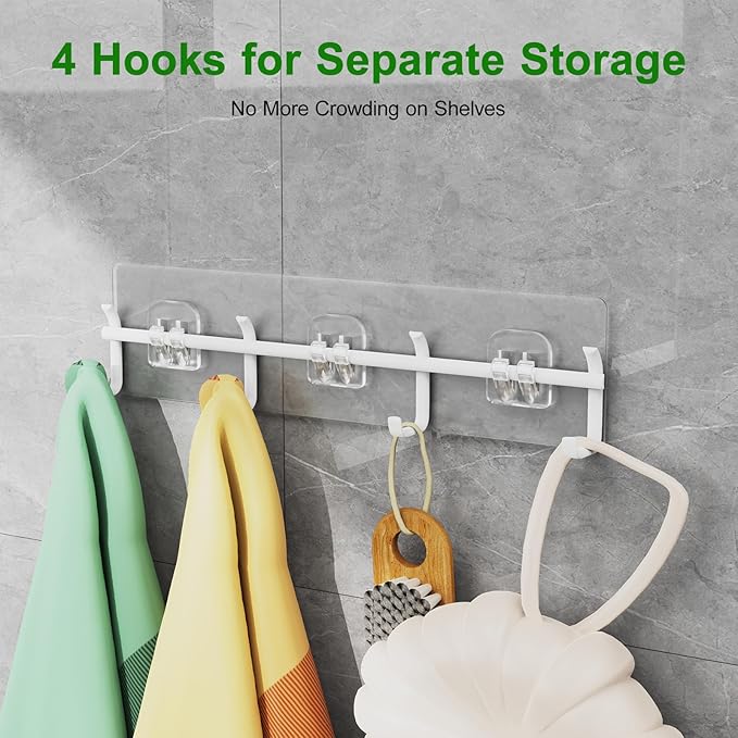Adhesive Shower Caddy 6 Pack Rustproof Shower Shelves for Inside Shower No Drilling Bathroom Organizers and Storage & Home Décor & Kitchen Large Rack with Soap Holder Clear (clear)