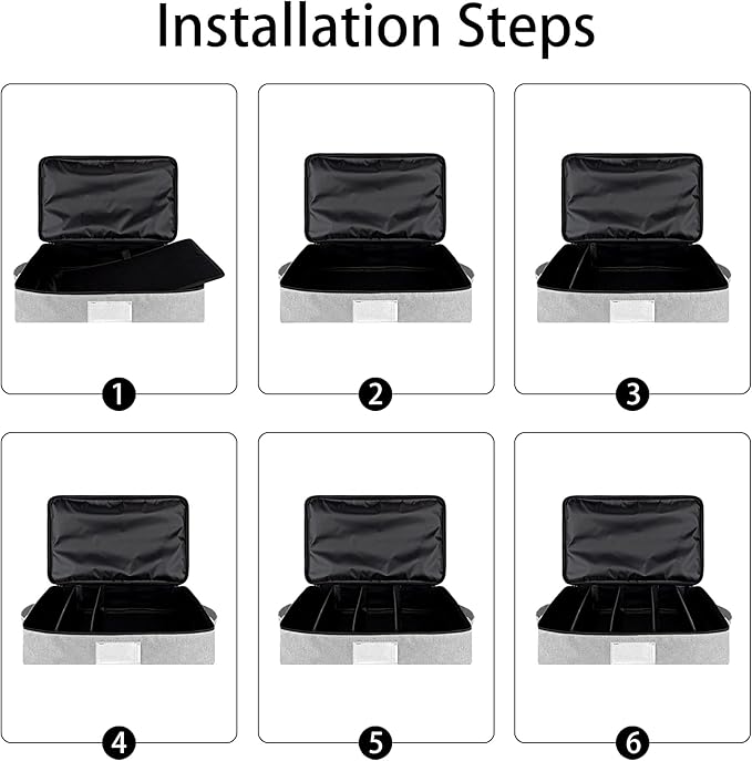 Flatware Storage Case-5 Compartment Silverware Storage Container Box with Removable Lid and Easy to Carry Handles,Cutlery Storage Holder with Zipper Lid for Organizing Cutlery