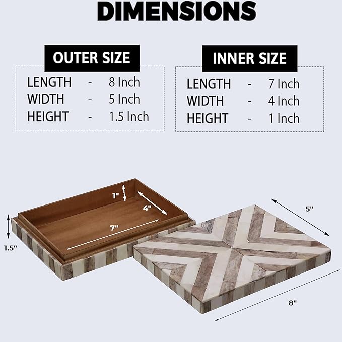 Handicrafts Home Decorative Keepsake Box 8x5 – Small Organizer Box with Lid, Boho Decorative Storage, Retro Memory Box, Unique Coffee Table Décor, Jewelry or Trinket Box, Modern Shelf Decorative Box