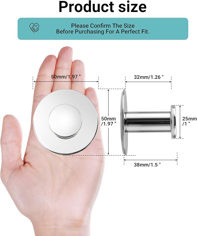 SAYAYO Self Adhesive Hooks for Hanging, Chrome Towel Hook for Bathrooms Coat Hooks Wall Mount, Stick on Hook SUS304 Stainless Steel, 4pcs