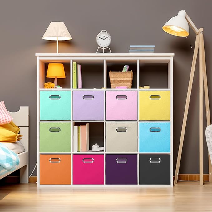 ShellKingdom Storage Bins, Foldable Fabric Storage Cubes And Cloth Storage Organizer Drawer with Metal Handle For Closet And Toys Storage, 11 X 10.5 X 10.5 INCH, 2 Pack (Fuchsia)