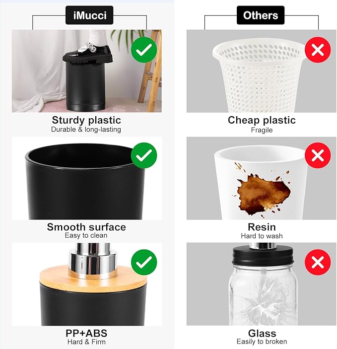 iMucci 9Pcs Black Bathroom Accessories Set with Trash Can Bathroom Set Black Bathroom Accessories Bathroom Decor