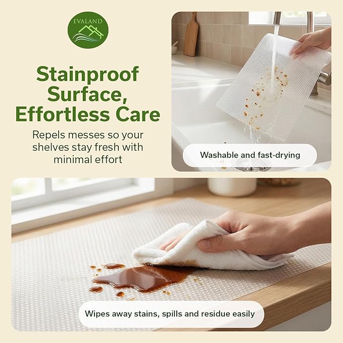EVALAND Shelf Liners for Kitchen Cabinets Non-Adhesive 23.6" x 20 FT Clear Drawer Liner Non Slip, Washable Cabinet Liner, Waterproof Shelf Liners for Cabinets, Refrigerator Bathroom Pantry - Thickened
