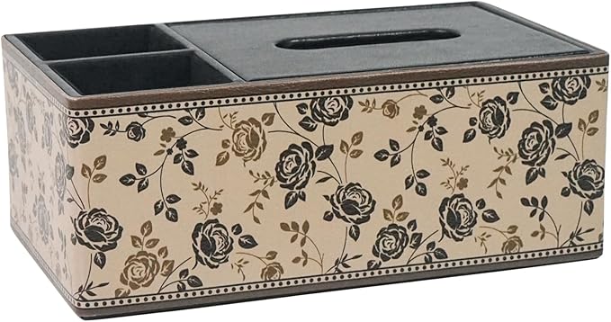 DreamsEden PU Leather Tissue Box Cover with Storage Tray, Multi-Functional Organizer for Tissues & Remote Control for Bedroom, Nightstand, End Table, Living Room