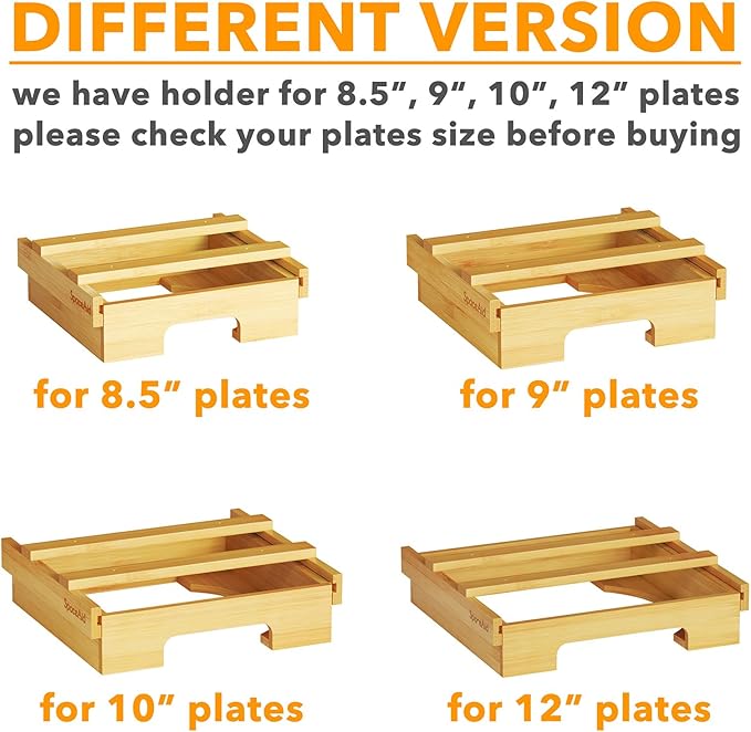 SpaceAid 10-inch Paper Plate Dispenser (Need 11.3 Inches Deep Cabinet Space) Under Cabinet Bamboo Plates Holder, Kitchen Vertical Dipensers Caddy, Black