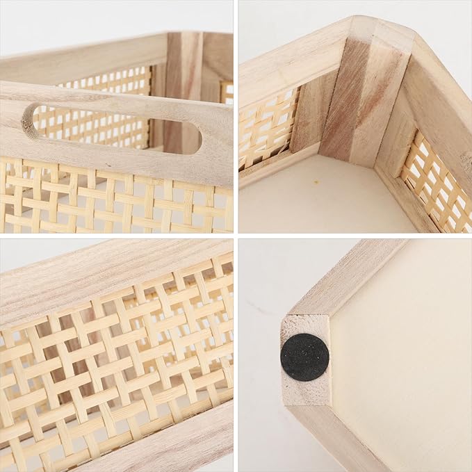Woven Wooden Bamboo Basket,Rectangular Storage Basket,Natural and Decorative, Arts and Crafts.
