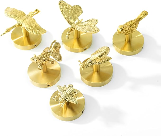 Brass Bird Coat Rack Robe Wall Hooks Hat Dragonfly Hanger for Bedroom Kitchen Various Shapes Animal Deer Decor Home Accessories (1, Conch Shell)