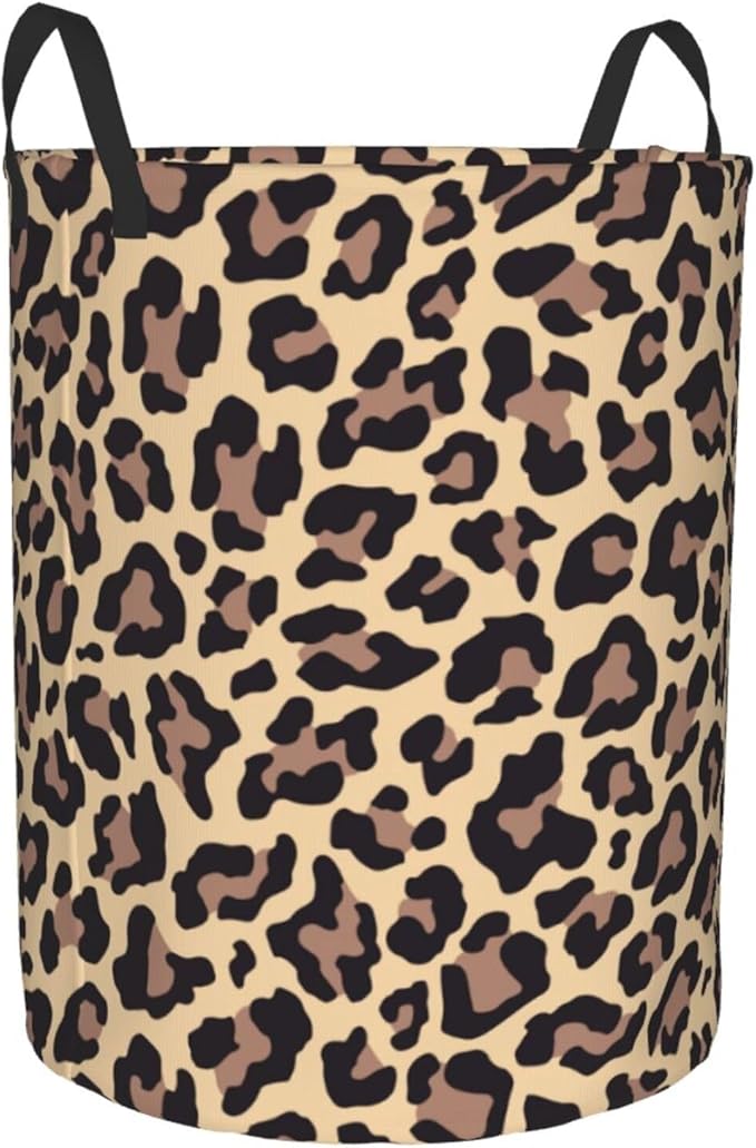 Leopard Print Animal Cheetah Round Laundry Hamper Storage Basket Toys Clothes Organizer Bin For Home Bathroom Bedroom Dorm Nursery, 38l