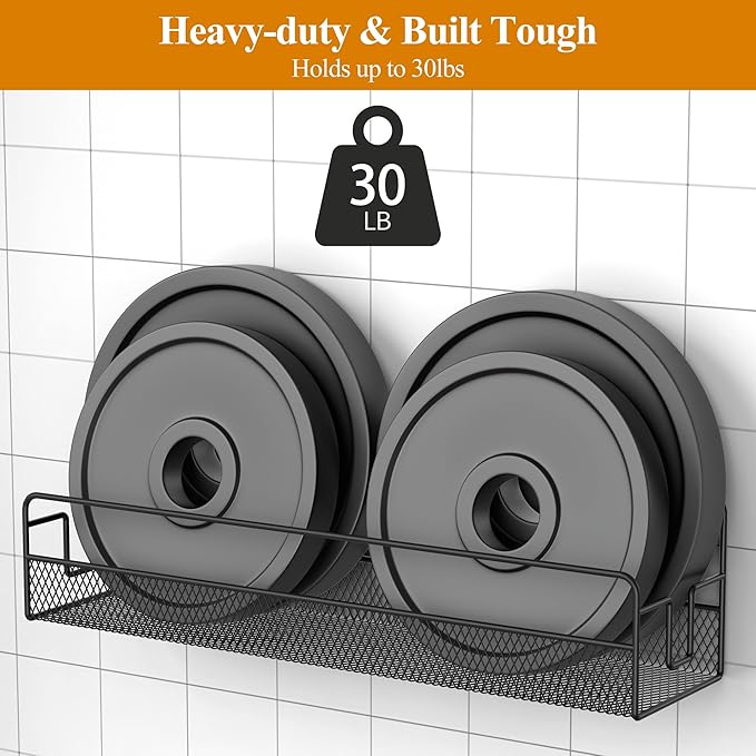 Wall Mounted Spice Rack Organizer, Pantry Door Organizer & Hanging Storage Baskets, Metal Spice Shelf for Kitchen Cabinet, 2 Depth Sizes Hold Large Jars to Nail Polish Bottles, 4 Pack