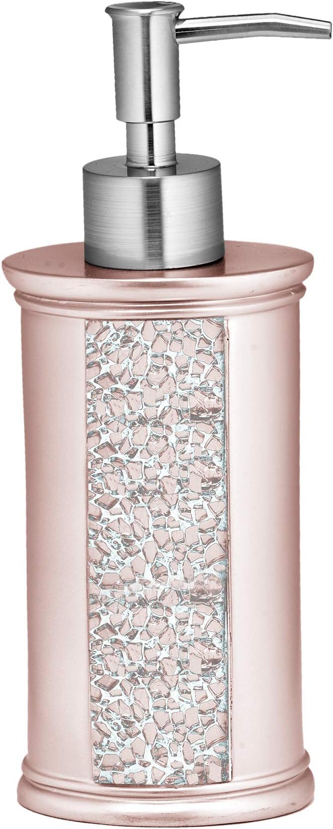 Zahari Home Sinatra Soap Dispenser/Lotion Pump Unique Design Bling Glass Mosaic Décor, Blush
